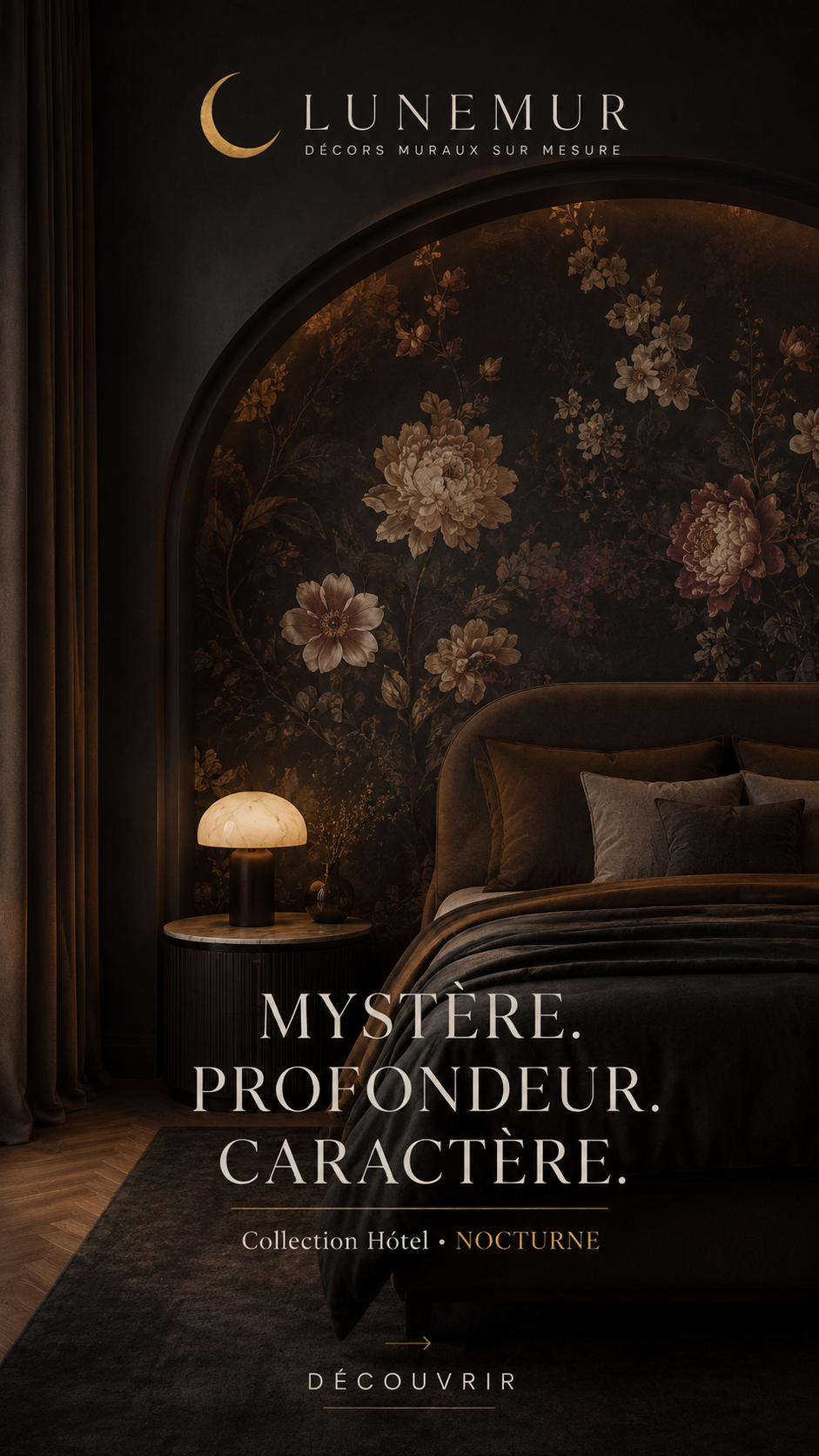 NOCTURNE — décor mural panoramique floral LUNEMUR